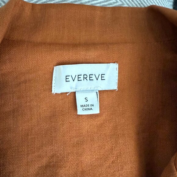 🌻 Evereve Alexa Double Breasted Linen Blend Blazer Size S in Camel - Picture 4 of 9